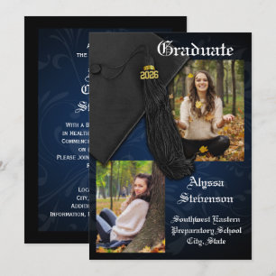 Invitation Classe de 2025 Marine Tassel Diplôme Dignifié