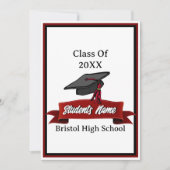 Invitation Classe de 2025 Maroon and Black Graduation Party (Devant)