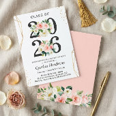 Invitation Classe de 2025 Moderne Blush Floral Graduation