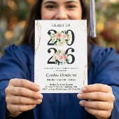 Invitation Classe de 2025 Moderne Blush Floral Graduation