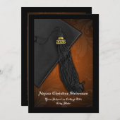 Invitation Classe de 2025 Orange Tassel Diplôme Dignifié (Devant / Derrière)