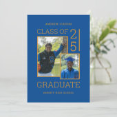 Invitation Classe De 2025 Photo Blue Graduation Party (Debout devant)