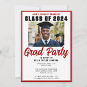 Invitation Classe de 2025 Photo Modern Red Graduation Party (Devant)