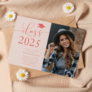 Invitation Classe de 2025 Pink Graduation Party Photo