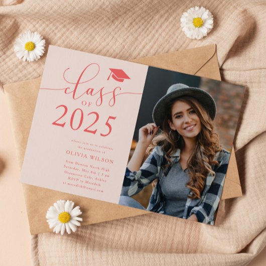 Invitation Classe de 2025 Pink Graduation Party Photo
