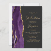 Invitation Classe de 2025 Purple Gold Agate Dark Graduation (Devant)