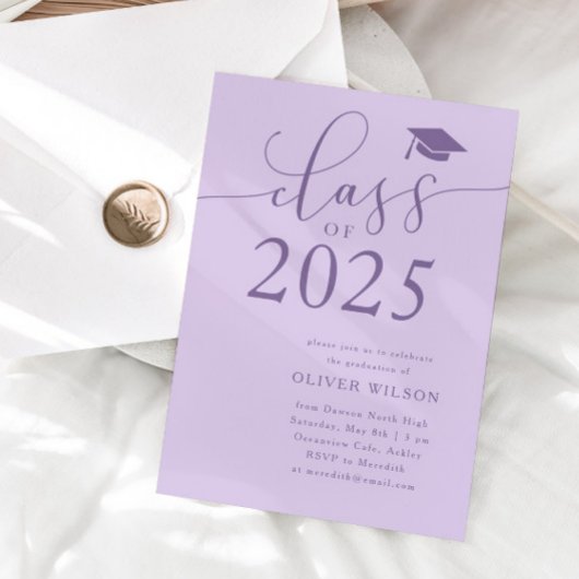 Invitation Classe de 2025 Purple Graduation Party
