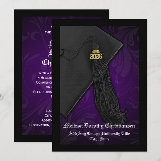 Invitation Classe de 2025 Purple Tassel Graduation (Devant / Derrière)