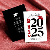 Invitation Classe de 2025 Red and Black Graduation