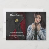 Invitation Classe de 2025 Red Tassel Diplôme Dignifié (Devant)