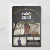 Invitation Classe De 2025 Retro Chalkboard 3 Photo Graduation (Devant)