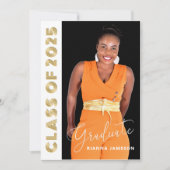 Invitation Classe De 2025 Retro Gold Photo Graduation Party (Devant)