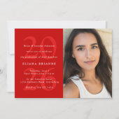 Invitation Classe de 2025 rouge classique fête de graduation (Devant)