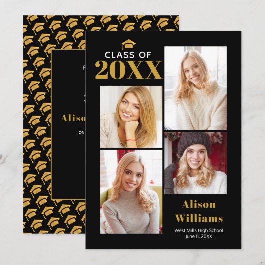 Invitation Classe de 2025 soirée de bouchon de graduation en (Devant / Derrière)