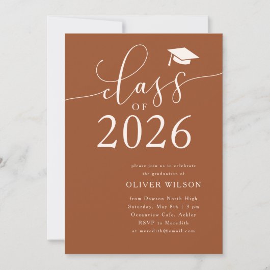 Invitation Classe de 2025 Terracotta Graduation Party (Devant)