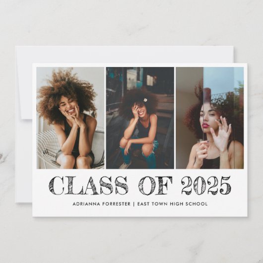 Invitation Classe de 2025 Typographie Graduate Photo Collage (Devant)