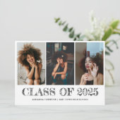 Invitation Classe de 2025 Typographie Graduate Photo Collage (Debout devant)