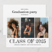 Invitation Classe de 2025 Typographie Graduate Photo Collage (Devant / Derrière)