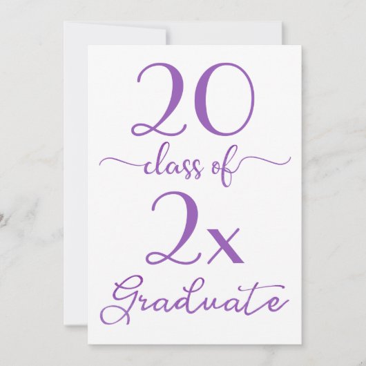 Invitation Classe De 2025 Violet Script Graduation Minimale (Devant)