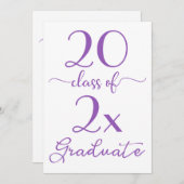 Invitation Classe De 2025 Violet Script Graduation Minimale (Devant / Derrière)