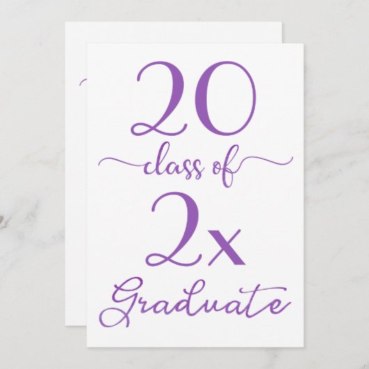 Invitation Classe De 2025 Violet Script Graduation Minimale (Devant / Derrière)