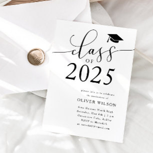 Invitation Classe de 2025 White Graduation Party
