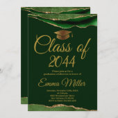 Invitation Classe de 20XX - Green and Gold Graduation Party (Devant / Derrière)