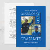 Invitation Classe De 24 Photo Blue White Graduation Open Hous (Devant / Derrière)