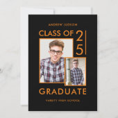 Invitation Classe De 25 Photo Moderne Black & Orange Open Hou (Devant)