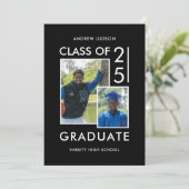 Invitation Classe De 25 Photo Noir & Blanc Moderne Maison Ouv (Debout devant)