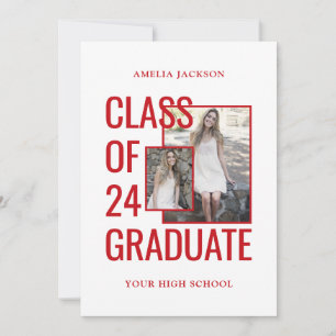 Invitation Classe De 25 Photos Red & White Open House