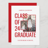 Invitation Classe De 25 Photos Red & White Open House (Devant / Derrière)