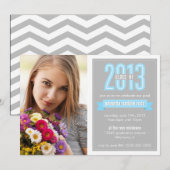 Invitation Classe de bannières bleues gris 2013 (Devant / Derrière)