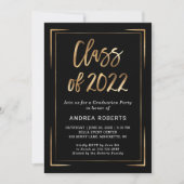 Invitation Classe de Black Gold Photo Graduation Party 2022 (Devant)