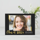 Invitation Classe de Black Gold Photo Graduation Party 2023 (Debout devant)