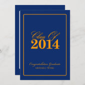 Invitation Classe de bleu royal et d'orange de 2014 (Devant / Derrière)
