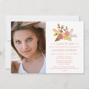 Invitation Classe de bouquet floral 2016 graduation photo