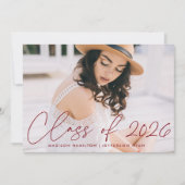 Invitation Classe de Burgundy Script Graduation Party 2025 (Devant)