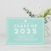 Invitation Classe de Casquette bleu de 2024 Rétro Graduation (Debout devant)