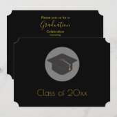 Invitation Classe de Casquette de 2e année noire du 20xx Grad (Devant / Derrière)