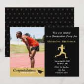Invitation Classe de coureur de piste de la fête de graduatio (Devant / Derrière)