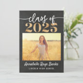 Invitation Classe de craie gris 2025 Script imprimable (Debout devant)