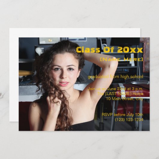 Invitation Classe De Diplôme De 20xx (Devant / Derrière)