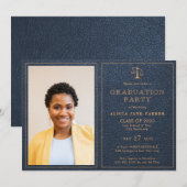 Invitation Classe de droit de 2022 diplôme photo élégante (Devant / Derrière)