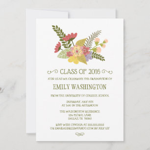 Invitation Classe de fête de graduation de bouquet de fleurs