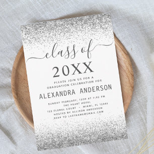 Invitation Classe de fin d'études d'argent blanc de 2022