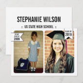 Invitation Classe de fin d'études de 2019 Photo de début à fi (Devant / Derrière)