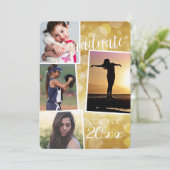 Invitation Classe de fin d'études de 20__ Bokeh Gold avec 4 p (Debout devant)