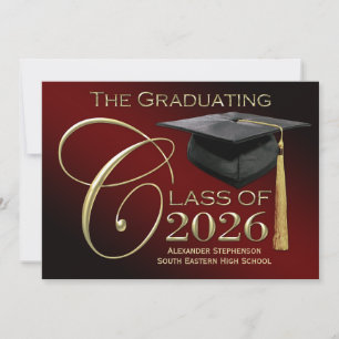 Invitation Classe de finesse de 2025 Maroon Graduation Faire-