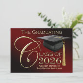 Invitation Classe de finesse de 2025 Maroon Graduation Faire- (Debout devant)